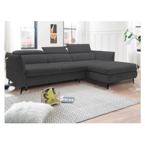 Rohová sedacia súprava Mango, tmavo šedá látka, pravý roh% Asko