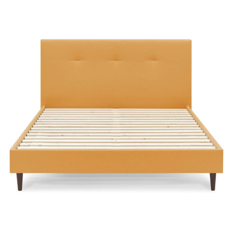 Žltá čalúnená dvojlôžková posteľ s roštom 180x200 cm Tory - Bobochic Paris