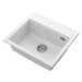 Sink Quality Ferrum New 5055, 1-komorový granitový drez 560x500x210 mm + chrómový sifón, biela, 