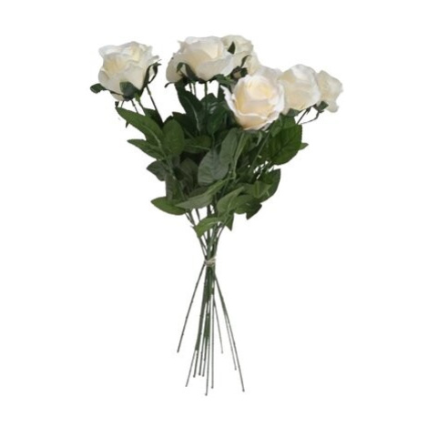 Umelá kytica Ruží biela, 67 cm, 12 ks