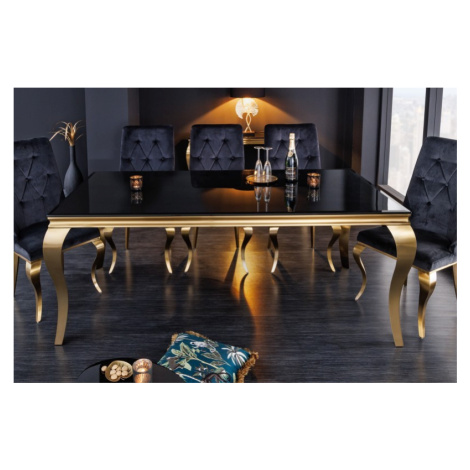 Estila Barokový jedálenský stôl Gold Barock v modernom štýle zlatá konštrukcia a čierne opálové 