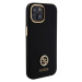 Guess Liquid Silicone 4G Strass Metal Logo Zadný Kryt pre iPhone 15 Black