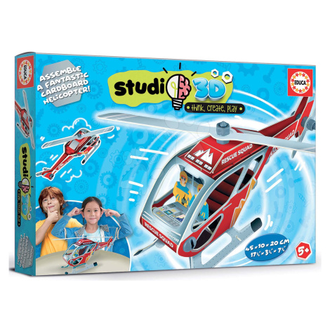 Puzzle dopravné prostriedky Helicopter 3D Studio Educa s plastovými šróbmi od 5 rokov