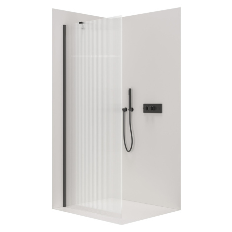 Cerano Onyx, sprchová zástena Walk-in, čierna matná, ryhované sklo - 70x200 cm, CER-CER-8050BD11