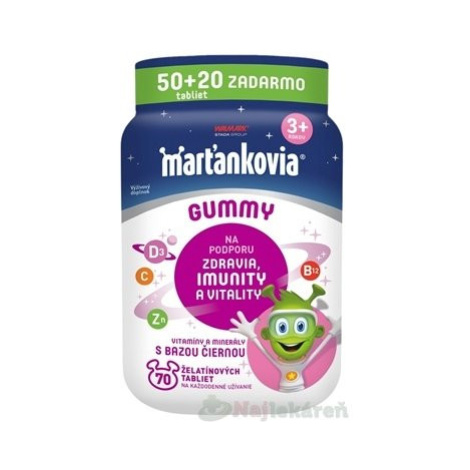 WALMARK Marťankovia GUMMY s Bazou čiernou želatínové tablety, príchuť jablko a čierna ríbezľa 70