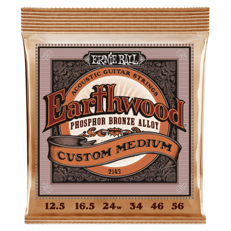 Ernie Ball 2143 Earthwood Phosphor Bronze Strings Custom Medium