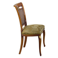 Estila Luxusná rustikálna jedálenská stolička Pasiones s ratanovou opierkou a čalúnenou sedacou 