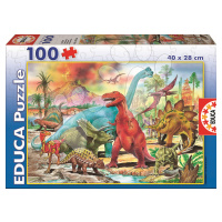 Puzzle pre deti Junior Dinosaurus Educa 100 dielov 13179 farebné