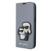 Púzdro Karl Lagerfeld iPhone 14 Pro 6.1" bookcase silver Saffiano Karl & Choupette (KLBKP14LSANK