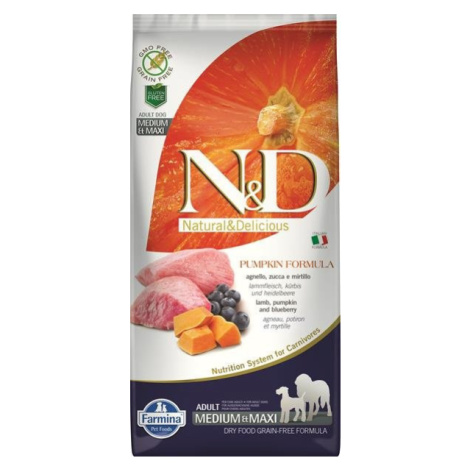 Farmina N&D dog PUMPKIN (GF) adult medium & maxi, lamb & blueberry 12kg