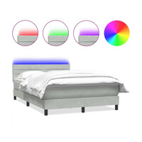 vidaXL Box Spring Posteľ s matracom a LED Svetlosivá 160x220 cm Zamat