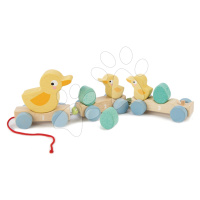 Drevený vláčik na ťahanie Pull Along Ducks Tender Leaf Toys s kačičkami a vajíčkami od 18 mes