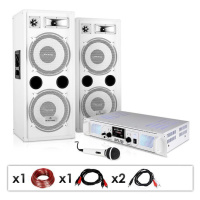 Electronic-Star DJ PA systém „DJ-22“, zosilňovač, reproduktory, mikrofón, kábel, 2 x 350 W