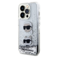 Karl Lagerfeld Liquid Glitter Karl and Choupette Head Zadný Kryt pre iPhone 15 Pro Max Silver