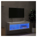 vidaXL TV skrinka s LED svetlami biela 100x30x30 cm