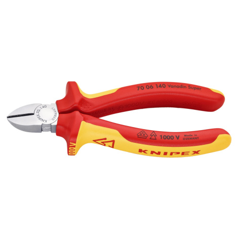 Knipex Bočné štiepacie kliešte, chróm., izolované viackomp.návleky, VDE, 140 mm