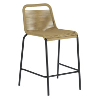 Béžová barová stolička s oceľovou konštrukciou Kave Home Glenville, výška 62 cm