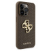 Guess Perforated 4G Glitter Metal Logo Kryt pre iPhone 15 Pro Max, Hnedý