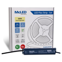 McLED  LED páska - sada 6 m, 240 LED/m, EWW, 6 W/m, DC 24V, 485 lm/m, CRI90, IP67, 10 mm, vodič 