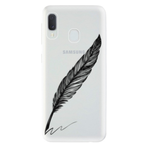 Odolné silikónové puzdro iSaprio - Writing By Feather - black - Samsung Galaxy A20e