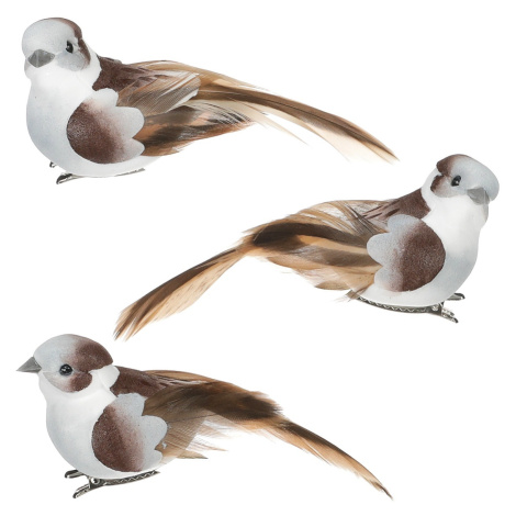 Vtáčik s klipom bielo-hnedá, 3 ks​