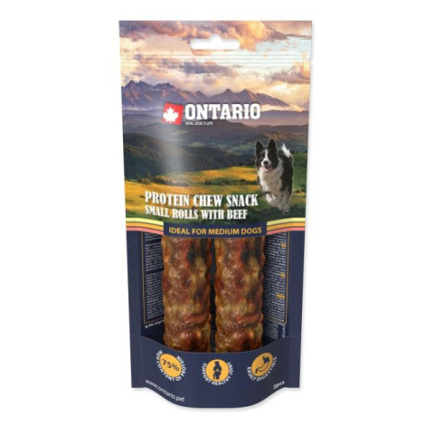 Pochúťka Ontario Protein hovädzie, žuvacia rolka malá 2ks 12,7cm, Medium