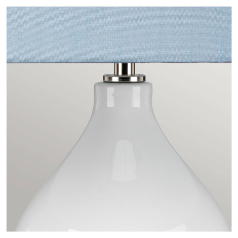 Textilná stolová lampa Isla leštený nikel/modrá Elstead