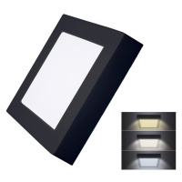 Solight LED mini panel CCT, prisazený, 12W, 900lm, 3000K, 4000K, 6000K, štvorcový, čierna