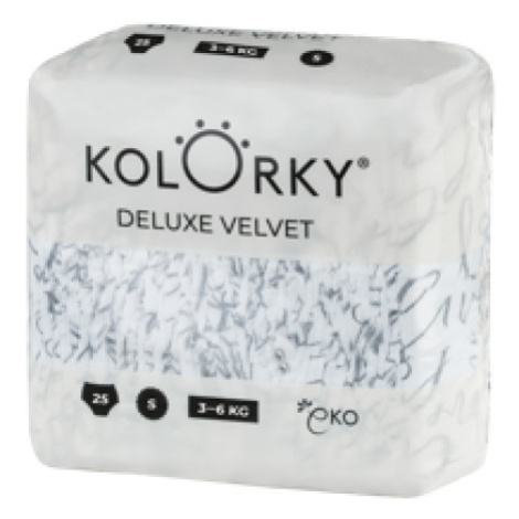 KOLORKY  DELUXE VELVET - S (3-6 kg) - 25 ks - jednorázové eko plenky se sametovým povrchem