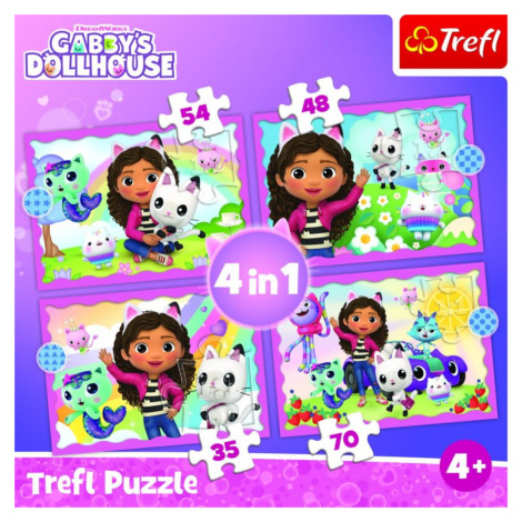 Trefl Puzzle 4 v 1 Gabby's dollhouse - dobrodružstvo