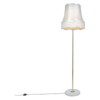 Retro stojaca lampa mosadz s krémovým odtieňom Granny 45 cm - Kaso