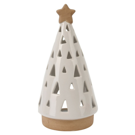 Porcelánový svietnik na čajovú sviečku Christmas tree biela, 10 x 20 cm