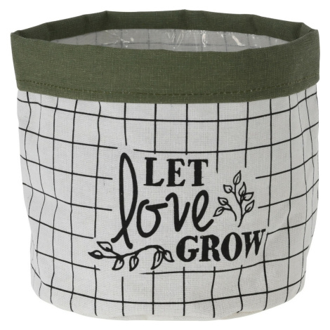 Textilný obal na kvetináč Let Love Grow, 20 x 18 cm, tm. zelená