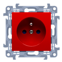 Jedno zásuvka s uzemnením s clonkami, 16A, červený