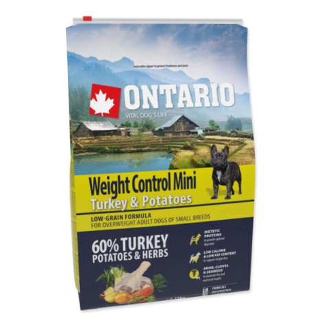 Krmivo Ontario Mini Weight Control Turkey & Potatoes 2,25kg