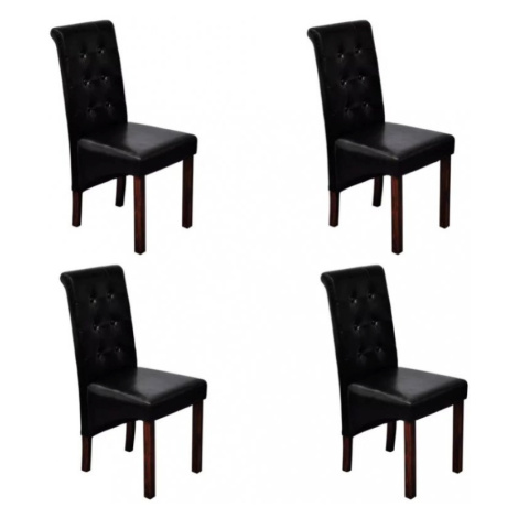 Jedálenská stolička 4 ks umelá koža / drevo Dekorhome Čierna,Jedálenská stolička 4 ks umelá koža vidaXL