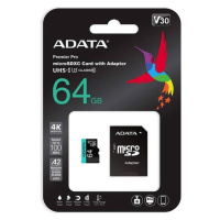 ADATA MicroSDXC karta 64 GB XPG UHS-I U3 (R: 95/W: 90 MB/s) + SD adaptér