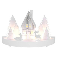 Dekorácia MagicHome Vianoce, Horáreň, 6 LED, MDF, 2xAAA, 25x12x28 cm