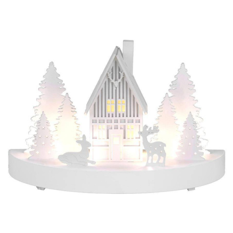 Dekorácia MagicHome Vianoce, Horáreň, 6 LED, MDF, 2xAAA, 25x12x28 cm