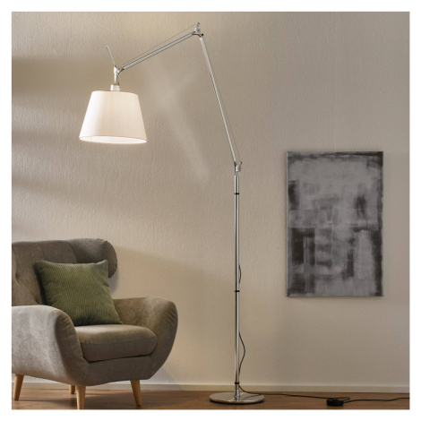 Stojacia lampa Artemide Tolomeo Mega, sivá/hliník/satén, stmievateľné
