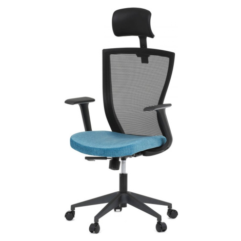 AUTRONIC KA-V328 BLUE Kancelářská židle, černá MESH síťovina, světle modrá látka, houpací mechan