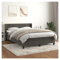 vidaXL Posteľný rám boxspring s matracom tmavosivý 140x200 cm zamat