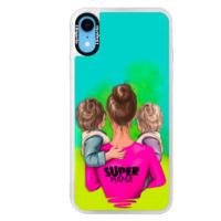 Neónové puzdro Blue iSaprio - Super Mama - Two Boys - iPhone XR