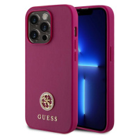 Guess PU 4G Strass Metal Logo Zadný Kryt pre iPhone 15 Pro Pink