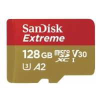 SANDISK EXTREME MICROSDXC 128 GB + SD ADAPTER 190 MB/S & 90 MB/S A2 C10 V30 UHS-I U3