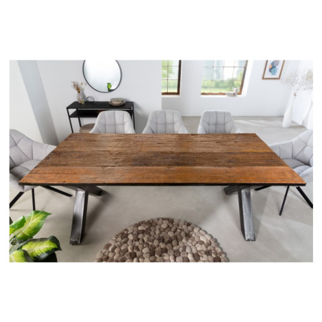Estila Dizajnový obdĺžnikový jedálenský stôl Barracuda do jedálňe v industriálnom štýle z hnedéh