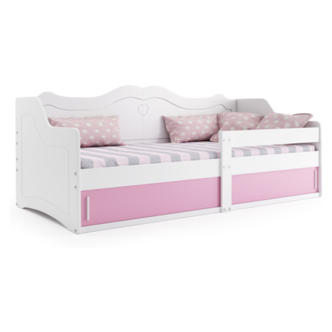 Expedo Detská posteľ JULIS, 80x160, biela/ružová