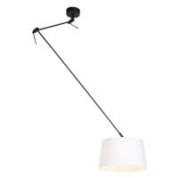 Závesná lampa s ľanovým tienidlom biela 35 cm - Blitz I čierna