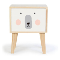 Detský nočný stolík z borovicového dreva The Wild Hug Polar Bear