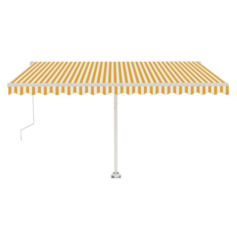 vidaXL Samostatne stojaca automatická markíza 400x350 cm žlto-biela